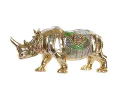 Decorative Figure DKD Home Decor Golden Resin Multicolour Rhinoceros-Qubyk USA